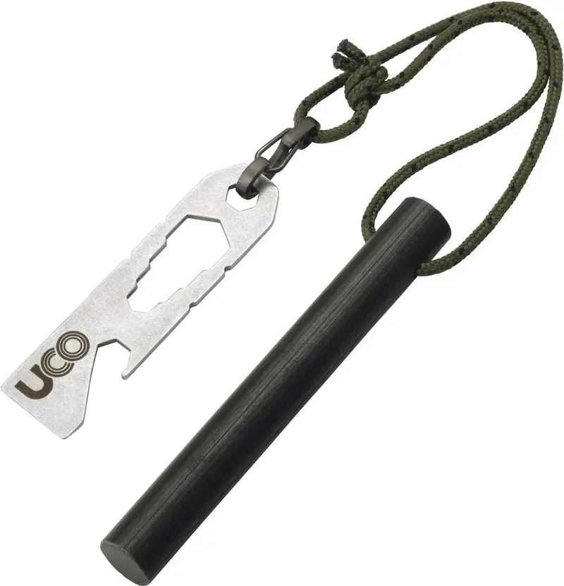 UCO TITAN Fire Striker Multi-Tool – All-in-One Ferrocerium Rod, Knife, Whistle & Compass
