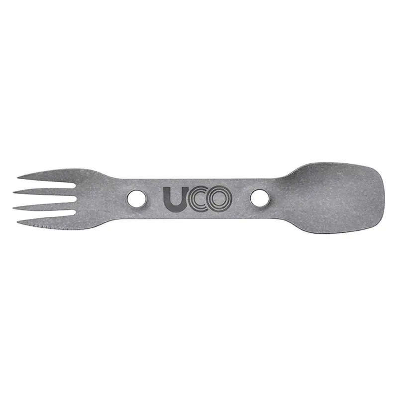 UCO Titanium Utility Spork – Multi-Function Utensil: Fork, Spoon, and Serrated Edge Knife