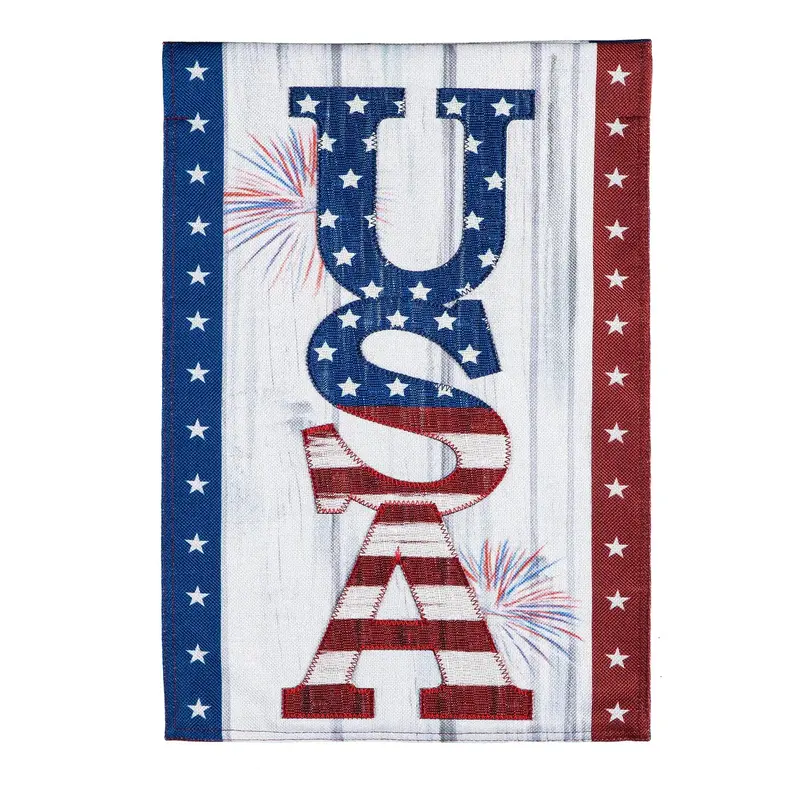 USA Fireworks-Themed Burlap Garden Flag