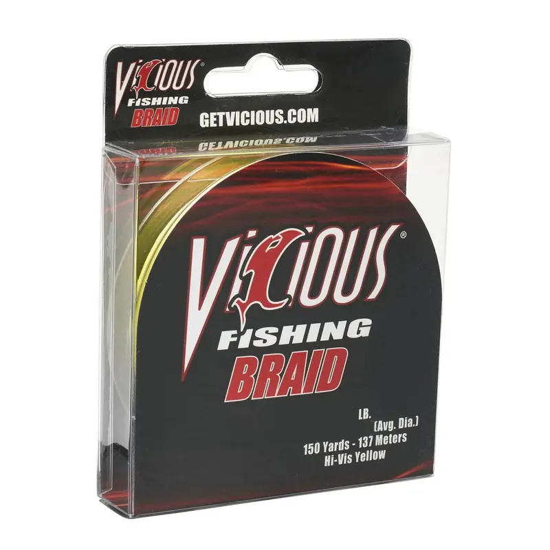Vicious Hi-Vis Yellow Braided Fishing Line – 5 lb, 150 yd
