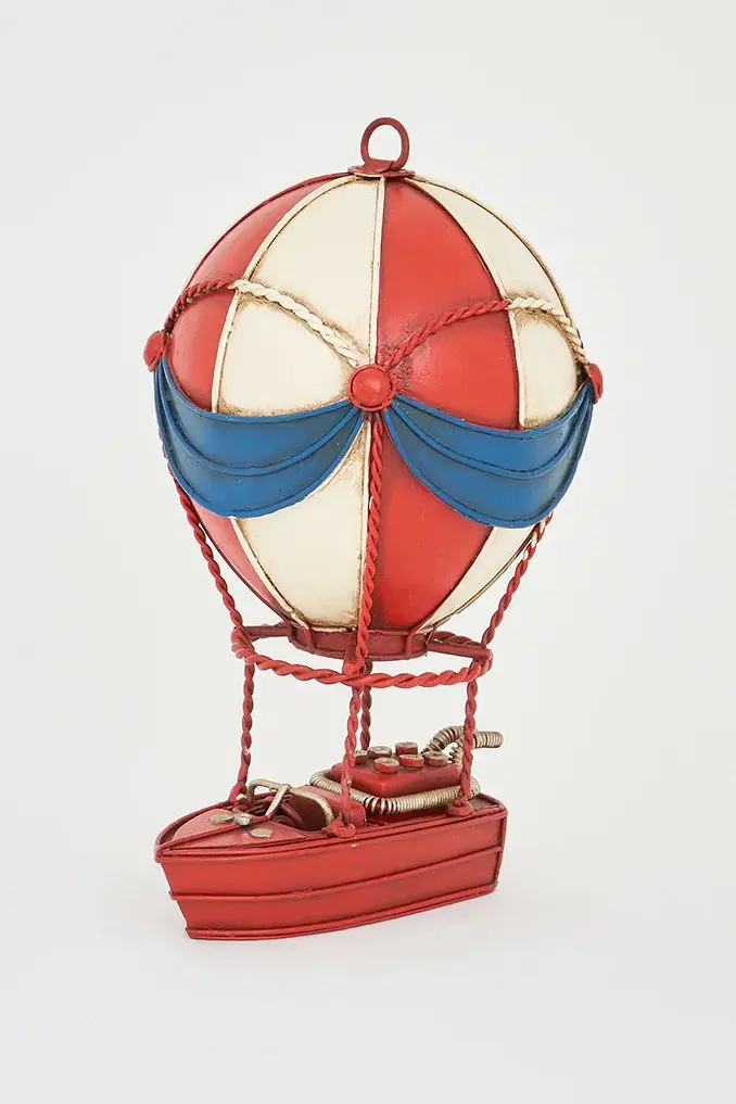 Vintage-Style Metal Hot Air Balloon and Sailboat Ornament