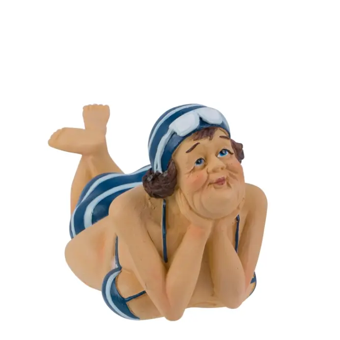 Vintage-Style ‘Old Lady on Tummy’ Figurine – Humorous Lakeside Sculpture
