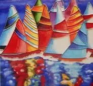 Wavy Sailboat Ceramic Wall Tiles
