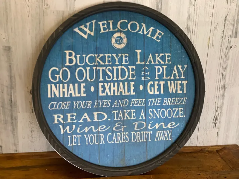‘Welcome to the Lake’ Barrel-End Entry Sign
