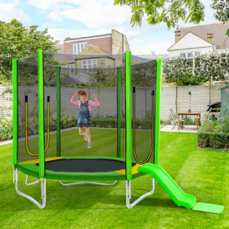 Yardmaster 7 ft Recreational Trampoline for Ages 3–12 – Compact Round Tramp with Enclosure Net, Slide Accessory & Hassle-Free Setup